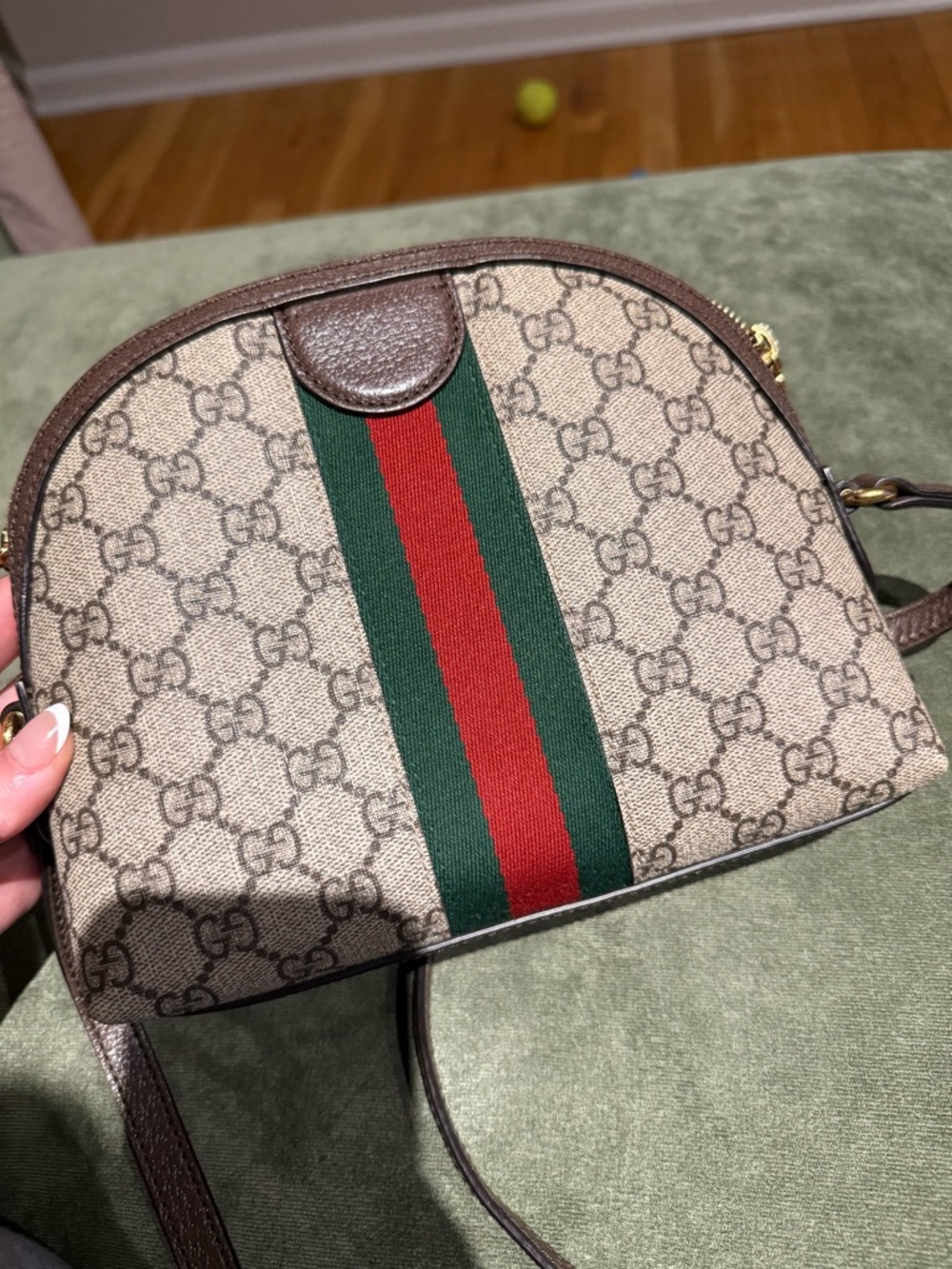 Gucci GG Supreme Crossbody with Green and Red Web Stripe - Picture 7 of 16